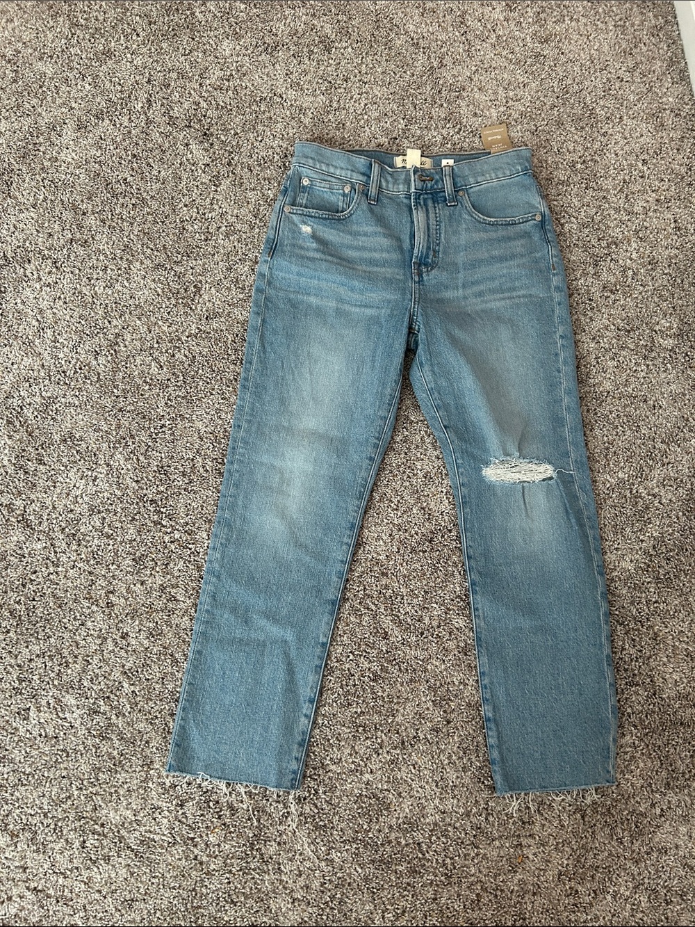 NWT Madewell Mid Wash Distress Perfect Vintage Straight Leg Women’s Jeans Sz 27P